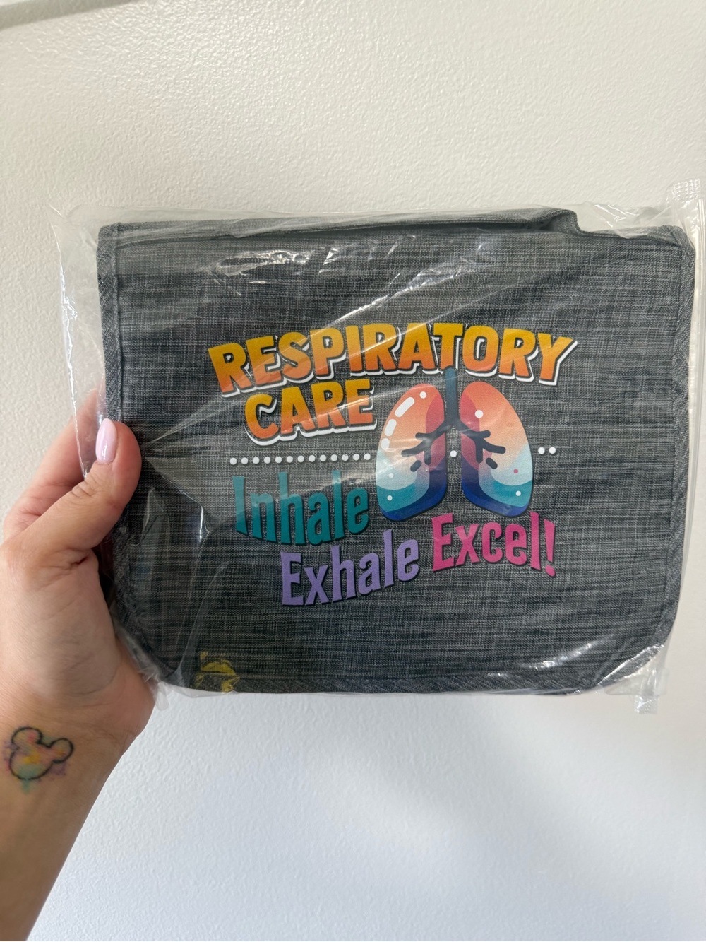 Respiratory Care Travel Bag/Accessory Pouch - Gray with Colorful Print